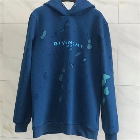 givenchy paris destroyed sweatshirt blue|Givenchy sweatshirt price.